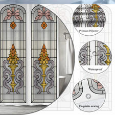 Stained Glass Floral Shower Curtain - Elegant Design for Bathroom Decor