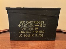 Vintage US Military Army Ammo Metal Box Can 200 Cartridges 7.62MM M13  M80 M62-4