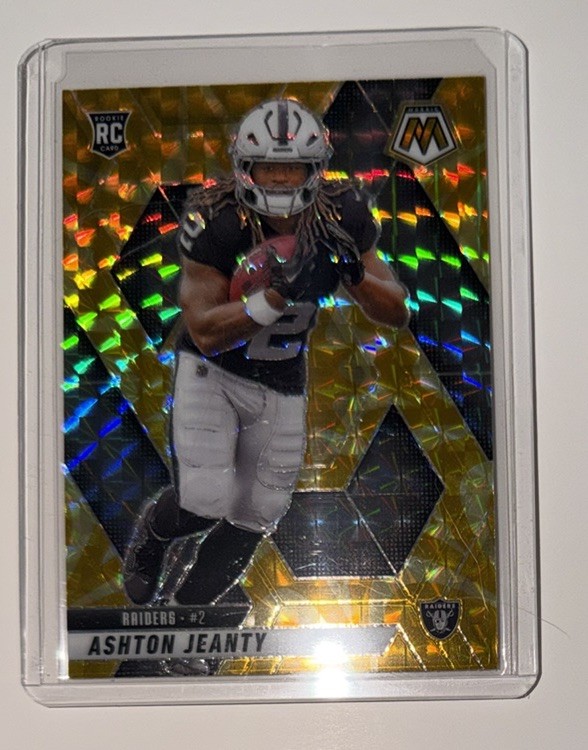 2025 Panini Mosaic Ashton Jeanty Reactive Yellow Prizm RC #345 Raiders