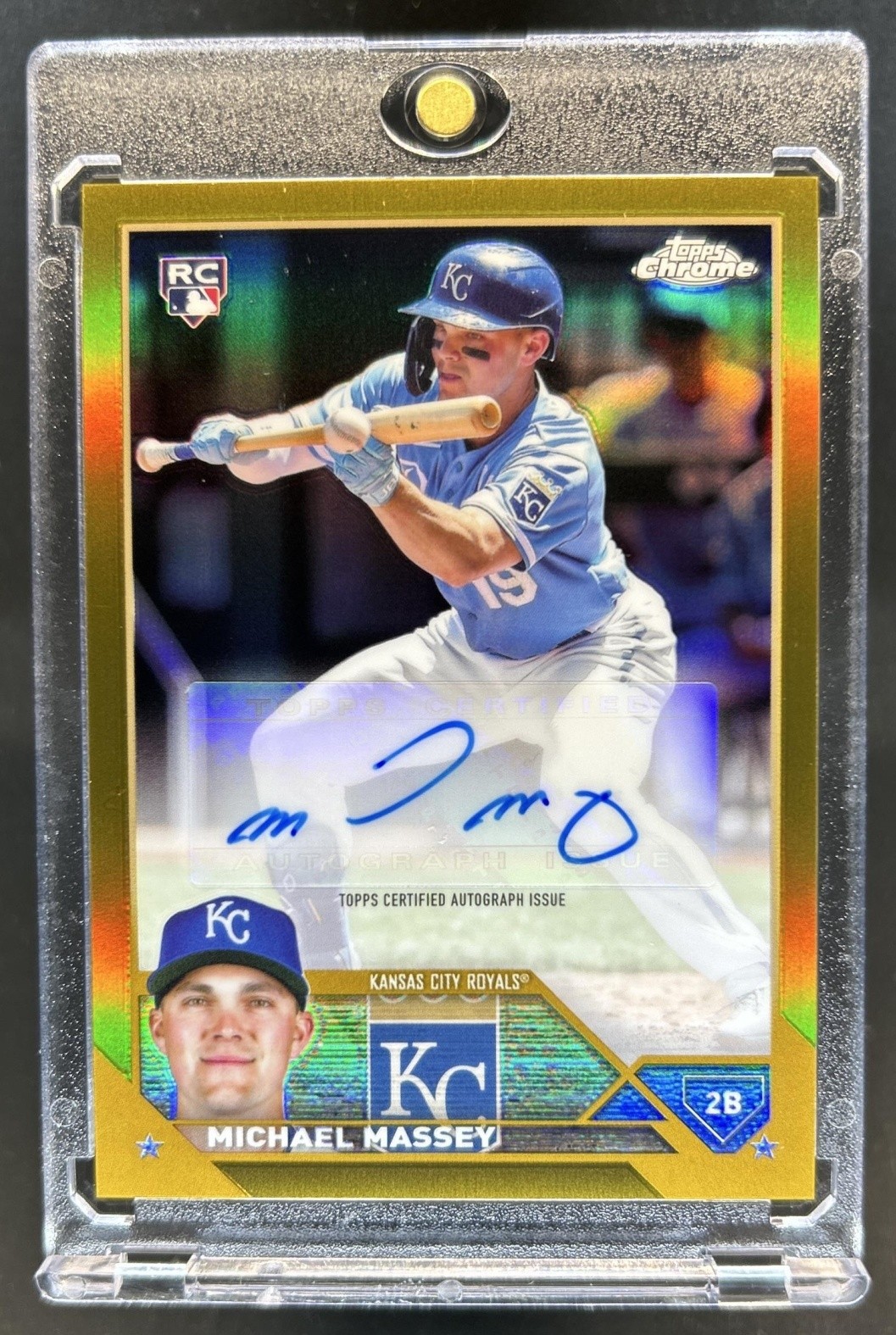 2023 Topps Chrome Update Michael Massey Auto RC Gold Refractor #/50 Royals view 1