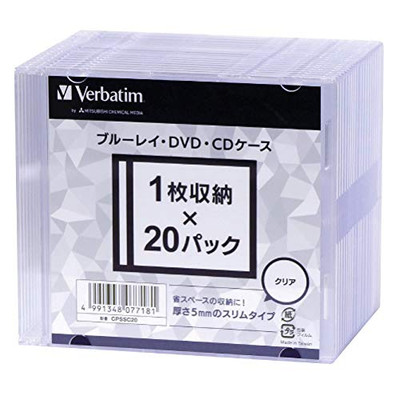 Verbatim CPSSC20 Barbaitam BD/DVD/CD Case  20 Pieces  Slim Case (0.2 inch (5 mm)