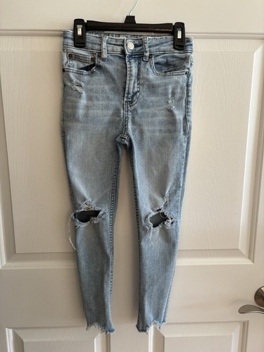 Gap Kids Light Wash Sky High Skinny Ankle Distressed Jeans, Girls Sz 8 - Picture 1 of 10