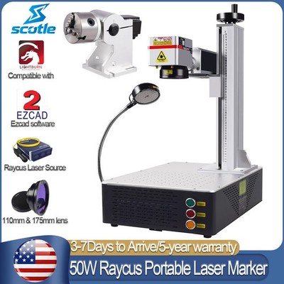 Scotle Raycus 50W Portable Fiber Laser Marking Engraving Machine Metal Marker US