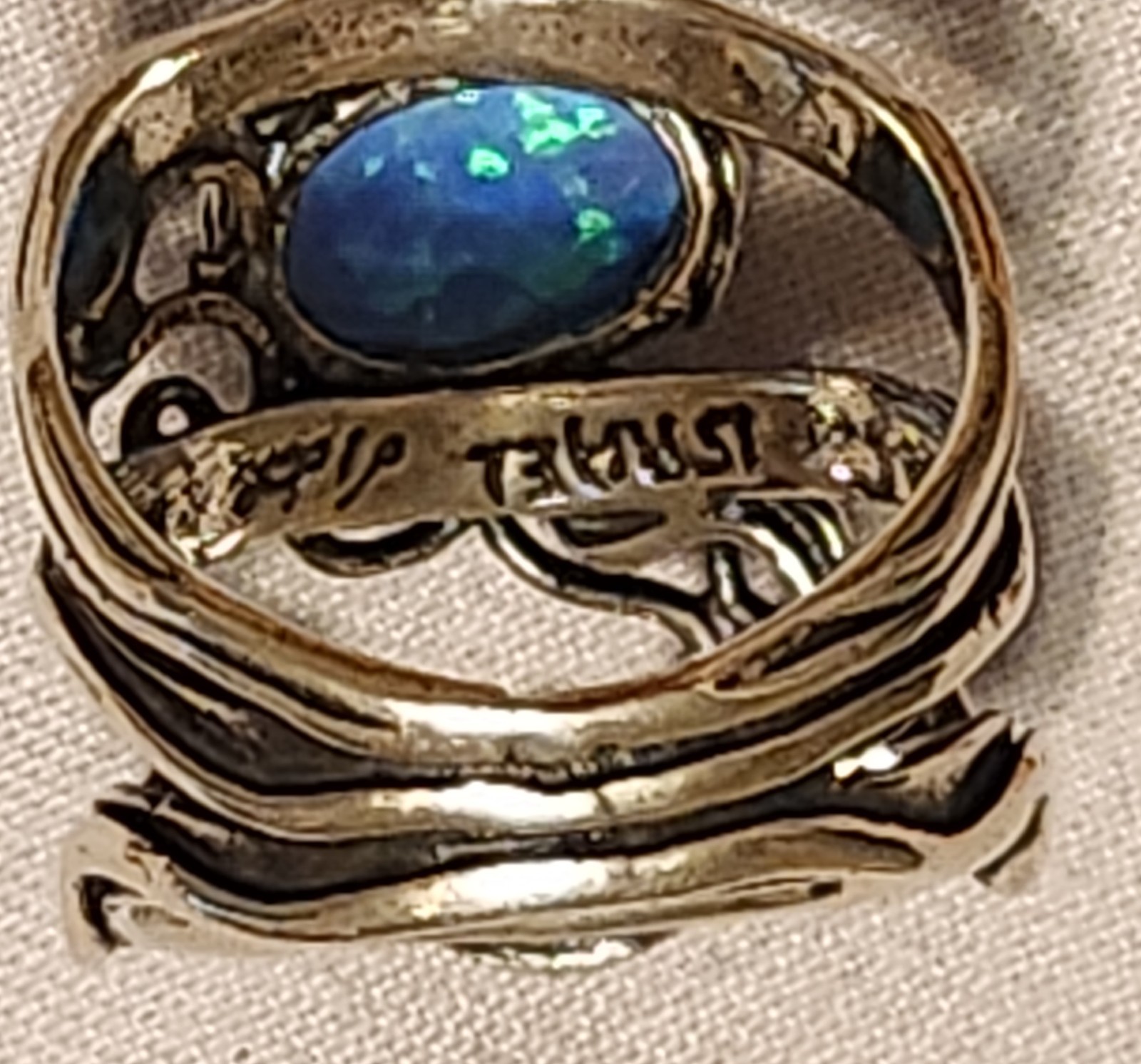 Unique Blue Fire Opal Scroll Statement Ring 925 S… - image 14
