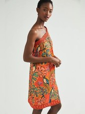Farm Rio Fiji One-Shoulder Mini Dress Anthropologie Stretchy Comfort Size XS