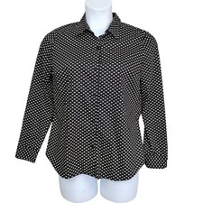 Apt. 9 Essentials Button Down Shirt Size Large Long Sleeve Black and Beige