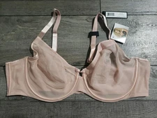 Curvy Couture Women's Sheer Mesh Full Coverage Unlined Underwire Bra Sz 44D