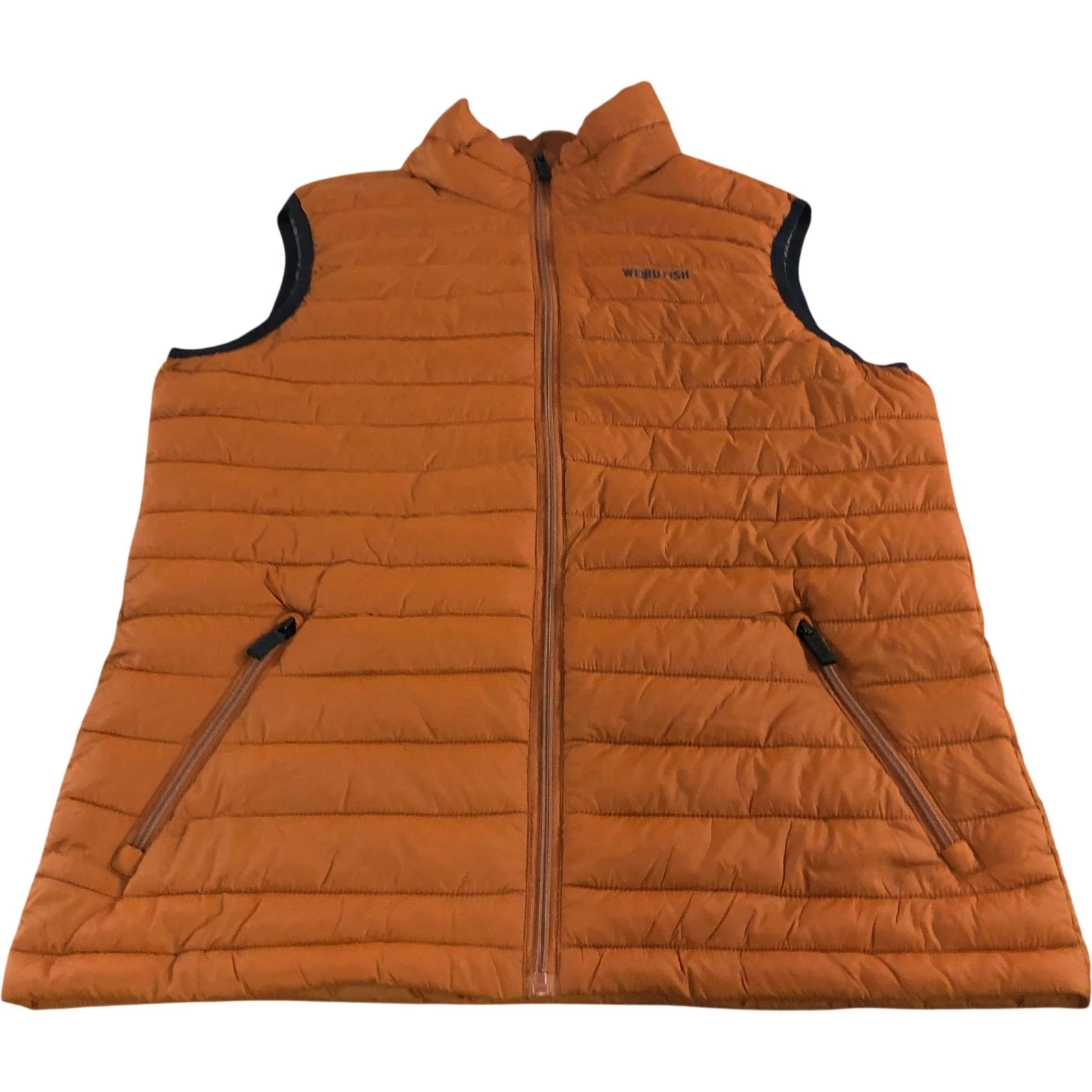 Weird Fish Gilet Dark Rust Men's Padded Zip Vest Size Small Lightweight