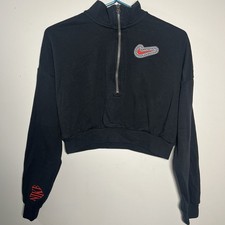 Nike Women s Cropped Sweatshirt Half Zip Heart Gym Streetwear Y2K Size Small