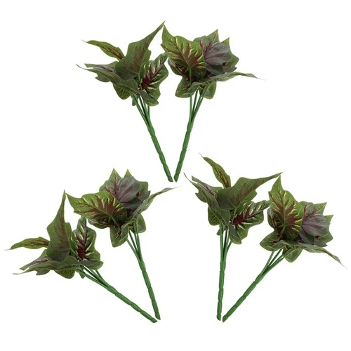 6 Pcs Simulated Plant Red Heart Fairy Taro Artificial Bonsai Green