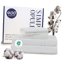 100 Egyptian Cotton 400 Thread Count Sheets-4 Pc Long Staple King 400tc-white