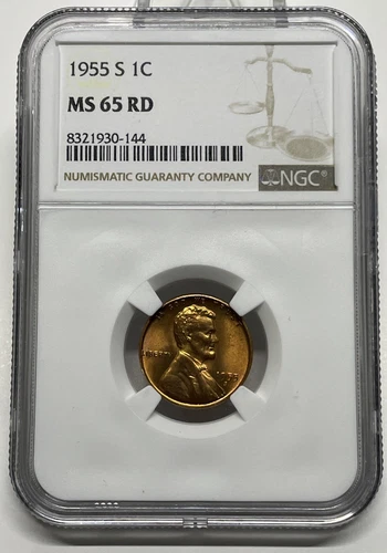 1955 S Lincoln Wheat Cent / Penny 1c BU NGC MS65 RD