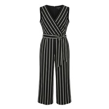 Tahari ASL Striped Surplice Sleeveless Wide-Leg Jumpsuit Size 14