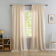 ALIGOGO Lace Beige Boho Curtains 96 Inches 52"W x 96"L Pack of 2 ,