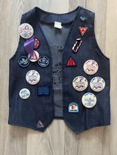 Vintage Denim campfire Girls Vest from The 70s With Award Pins And Beads