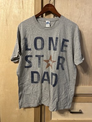 D&K Men's Gray Lone Star Dad Graphic Print Crew Neck T-Shirt L Short Sleeve