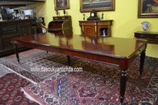 Tavolo da pranzo-riunioni in mogano stile inglese Vittoriano aperto fino a 324 c