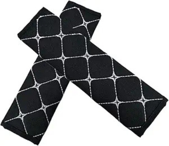 2PCS Car Seat Belt Cover, Cotton Linen Car Safety Seat Belt Pads, Black＆White