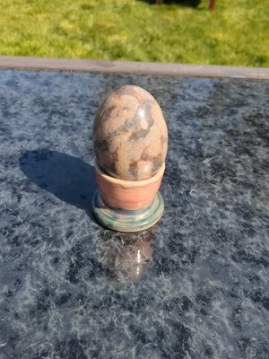Vintage Alabaster Ei grau orange Ostern Geschenk Deko 3''/7,5cm (nur Ei)