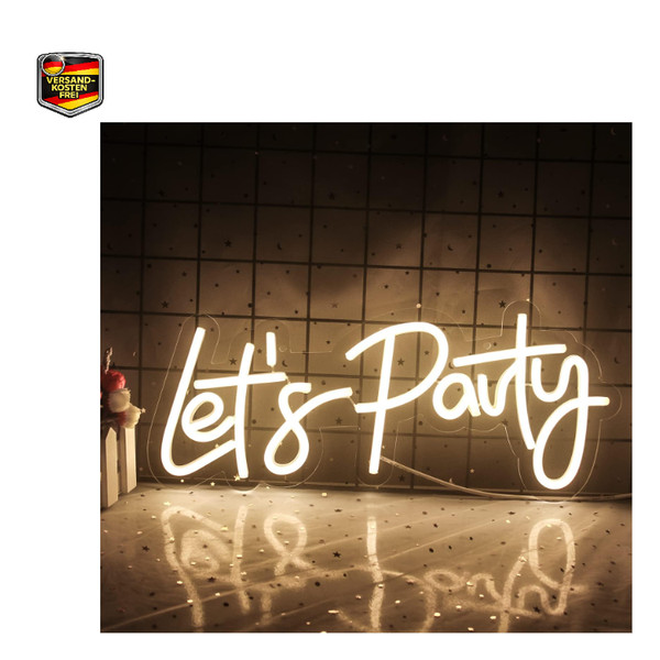 Neonlicht Let's Party Led Schild Dimmbare Wanddeko Schriftzug Warmweiß-image