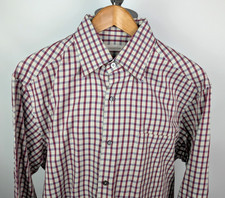 ERMENEGILDO ZEGNA Sz L Shirt Purple Blue Beige Check Button-Up Italy