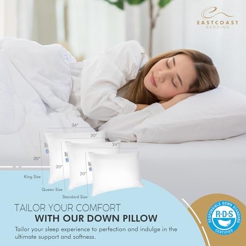  Goose Down Sleeping Pillow White 600 Fill Power with Medium King (Pack of 2)
