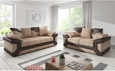 NEW DINO FABRIC SOFA 3+2 SEATER SOFA SET GREY AND BROWN JUMBO CORD FABRIC