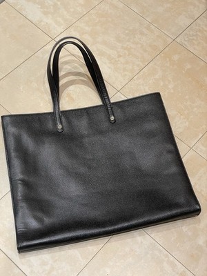 RARE XL Thom Browne Brooks Brothers Leather Tote Portfolio Bag Black Fleece