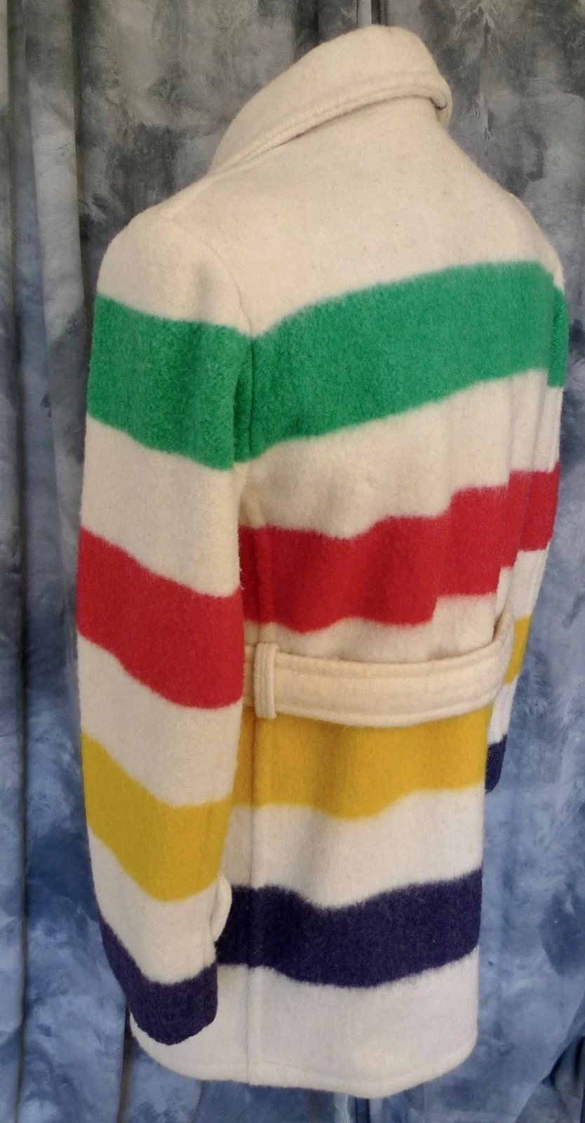 SUPERB! Mens HUDSON BAY Co HBC WOOL 4 POINT Blanket Coat Jacket STRIPED CLASSIC! - product detail image 6