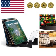 Vinyl Record Storage - Solid Wood with Crystal Clear Acrylic Holder - Design...