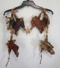 72" Long Angel Primitive Country Folk Brown Christmas Tree Garland 7.25" Tall