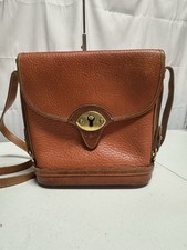 Vintage Dooney  Bourke Messenger Crossbody Bag British Tan Leather Buckle Lock