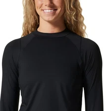 Mountain Hardwear Womens Crater Lake UPF50 Long Sleeve Crop Top Black Medium