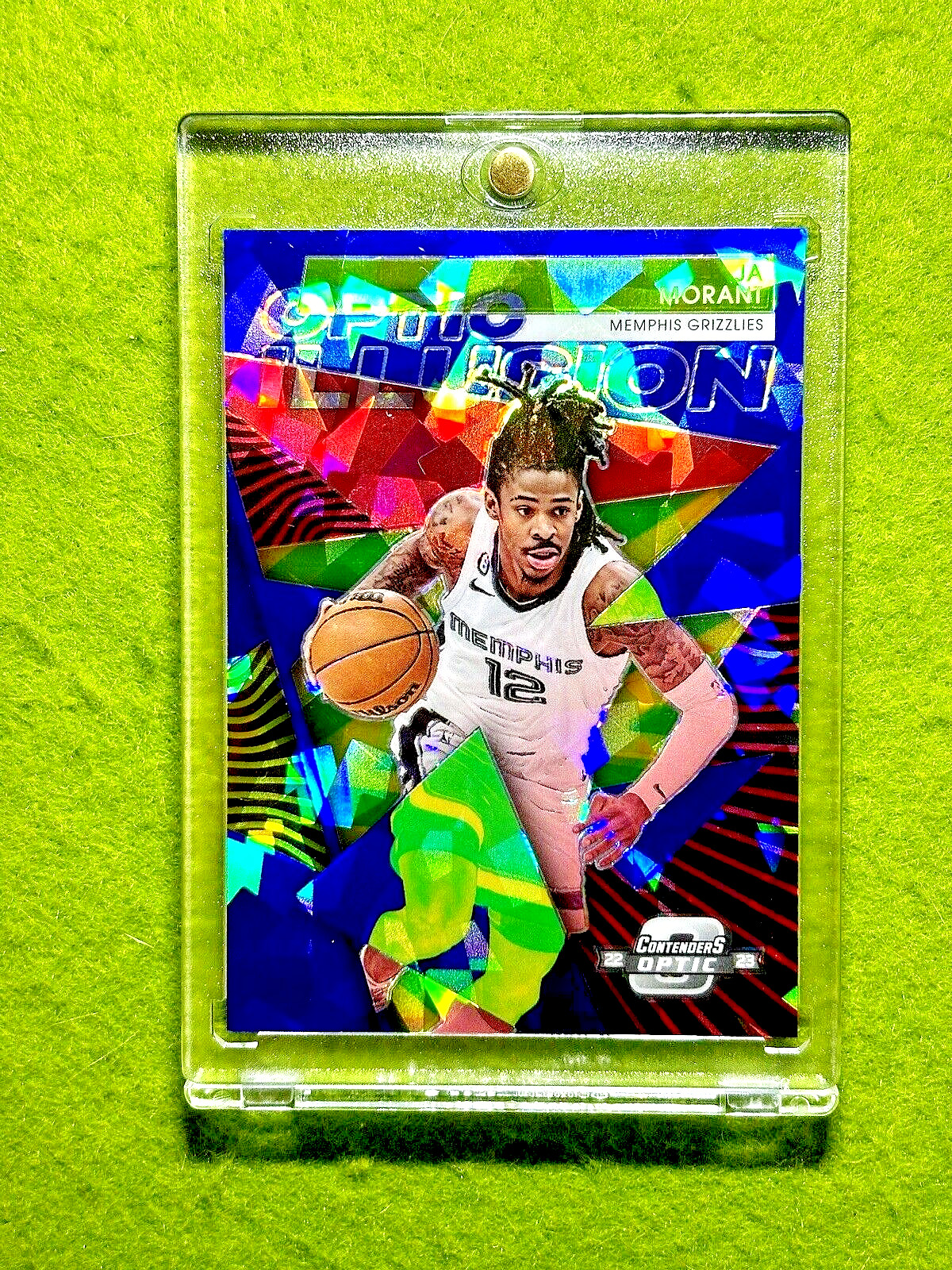 Ja Morant BLUE PRIZM CRACKED ICE #/75 SSP CARD 2022 Contenders Optic ILLUSION SP
