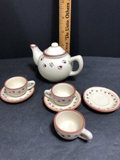 Boyds Bears Brewin Mini Tea Set Bearware Pottery Paw Prints. Free Shipping