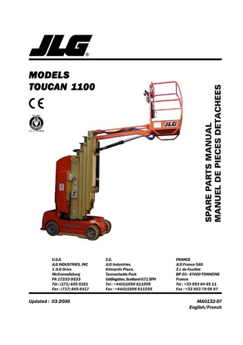 JLG Toucan Vertical Lifts OWNERS PARTS SERVICE Manuals Schematics - MANY MODELS - Picture 43 of 247