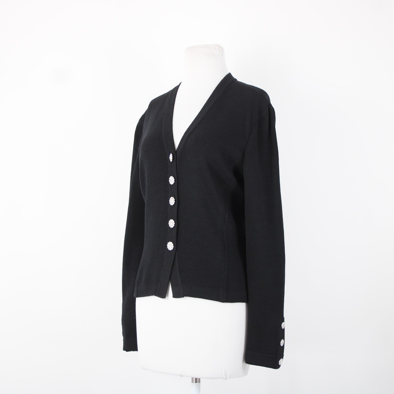 St John Evening Basic Sz 6 Black Rhinestones Half… - image 14