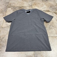 Jaanuu Women Scrub Top Medium Gray Zipped Pockets Short Sleeve V Neck Pullover