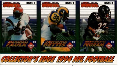 FAULK / BETTIS /PEGRAM 1994 Collector's Edge NFL Boss Squad Promo Sheet #'s 1-3