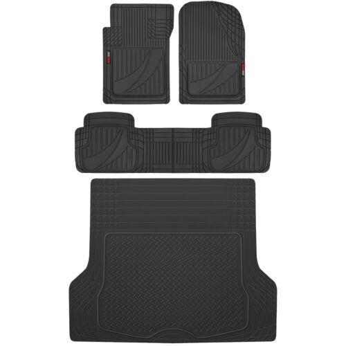 Motor Trend Universal Trim-to-Fit Rubber Car Floor Mats & Cargo Trunk Liner Set