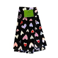 Kate Spade Towels Kitchen Set of 2 Heart Valentine Pink Purple Black Bath NEW