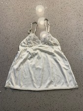 Vintage 90s White/Creamy Camisole With Lace Lining Size 34A Made In The USA Y2K