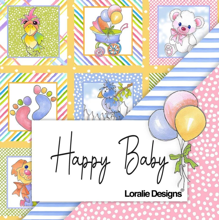 Fat Quarter - Happy Baby, Busy Baby Blue Cotton Fabric - image 3 of 4