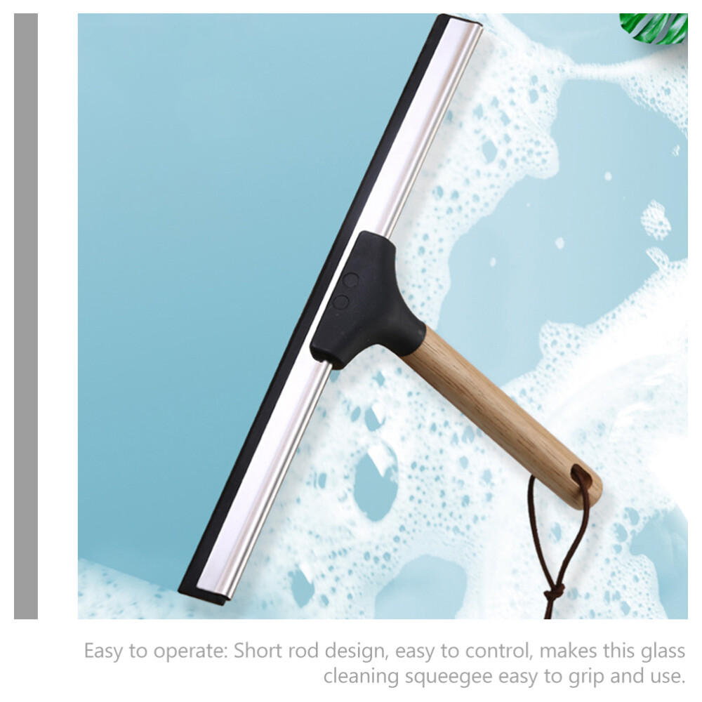 10-inch Shower Squeegee With Wooden Handle - Glass & Mirror Cleaner