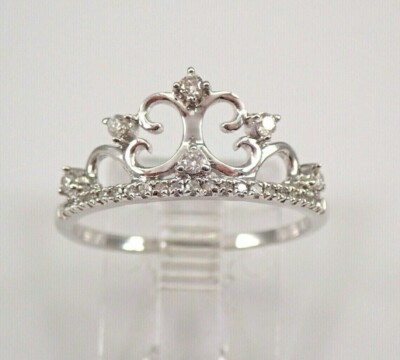 2Ct Round Cut Real Moissanite Halo Crown Wedding Ring 14K White Gold Plated