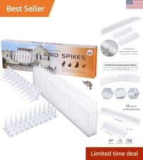 Easy to Install Bird Spikes - Prevent Bird Nests & Poop - 12 Pack - White