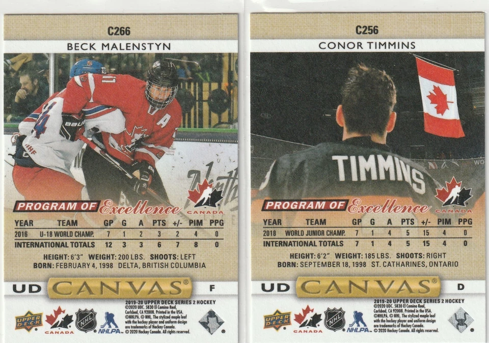 2 2019-'20 UPPER DECK SERIES 2 CANVAS PROGRAM OF EXCELLENCE - C.TIMMINS - Image 2 of 2