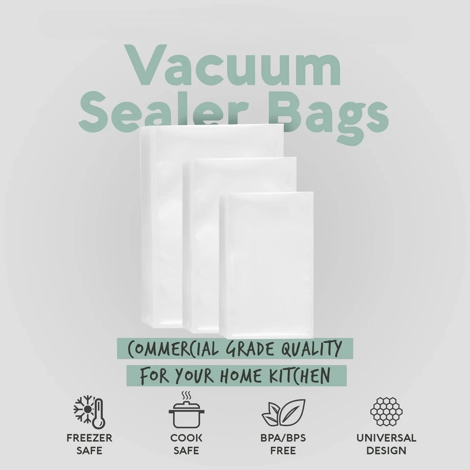 Paquete de almacenamiento de 100 paquetes de bolsas selladoras al vacío 6x10 8x12 11x16 en relieve para ahorrar alimentos Foto 3 de 4