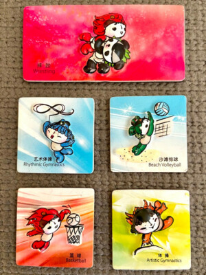 BEIJING 2008 OLYMPICS Magnets Basket Ball Gymnastics Wrestling Beach Volleyball
