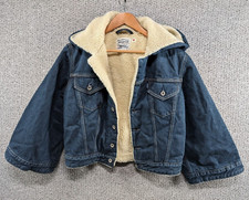 Levi's Made & Crafted Women's Cropped Sherpa Hooded Denim Trucker Jacket - M
